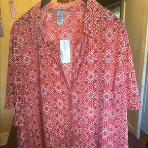 CATHERINES NWT new 3X short sleeve button shirt